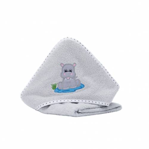 FILLIKID Hooded Towel 75x75cm - Hippo Grey